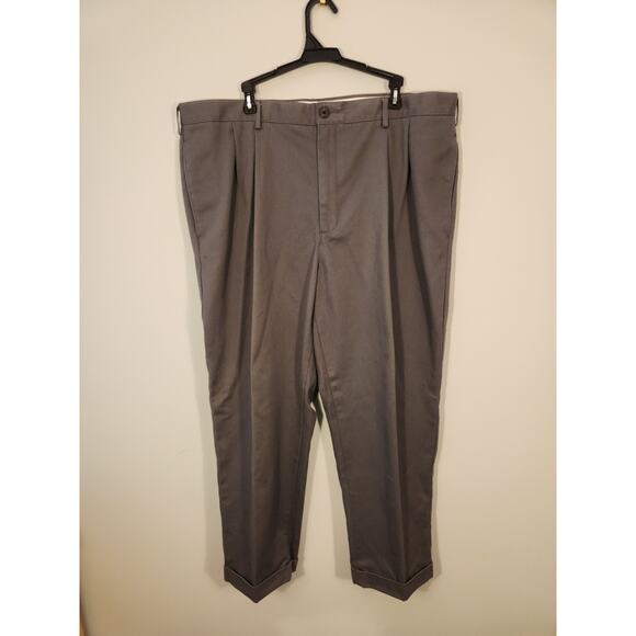 Lands End Pants Mens 42 X 28 Gray Pleated Chino Khaki - Picture 10 of 11